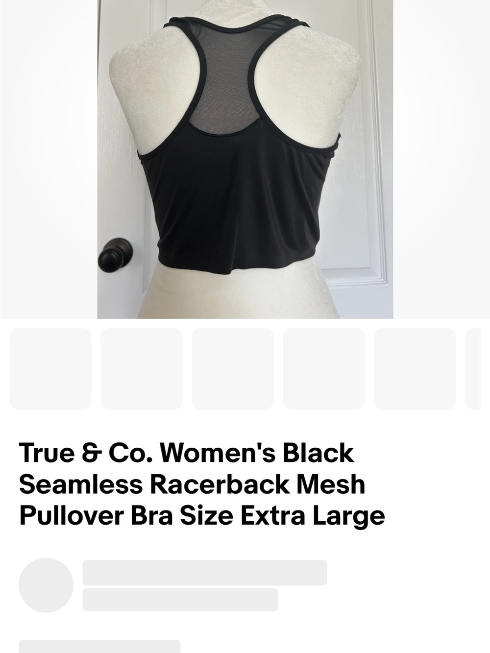 True & Co. Black Seamless Racerback Mesh Pullover Bra